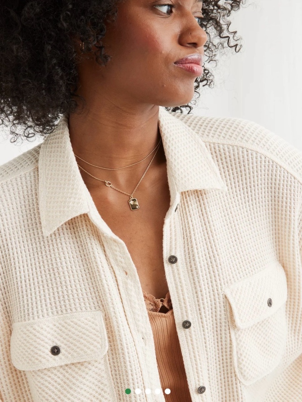 Aerie Light Lavender Waffle-Knit Button-Up - Picture 4 of 4